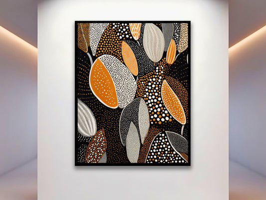 Dot Wall Art Print Print, Dotted Patterns Orange Black and White - Maowa Art Gallery
