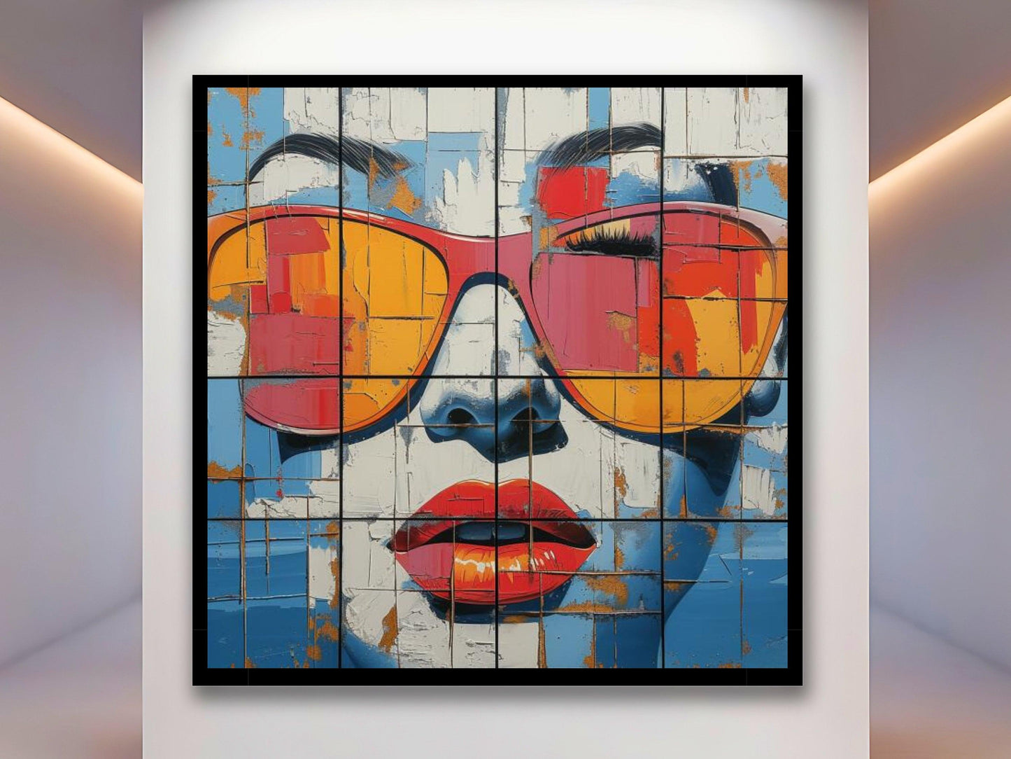 Pop Art Portrait Wall Art Print, Sunglasses Red, Yellow, and Blue - Maowa Art Gallery
