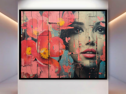 Urban Pulse Street Wall Art Print, Floral with Pinks Reds - Maowa Art Gallery